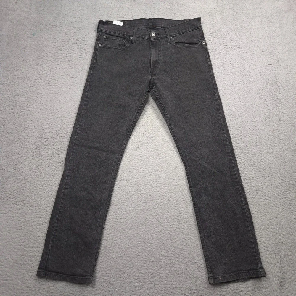 Levi's 514 Straight Jeans Men 32x30 Black Stretch Denim Low Rise Red Tab